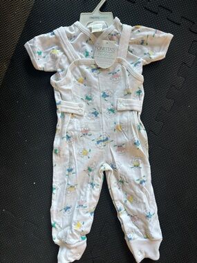Onetia's Kids White Printed Infant Matching Set